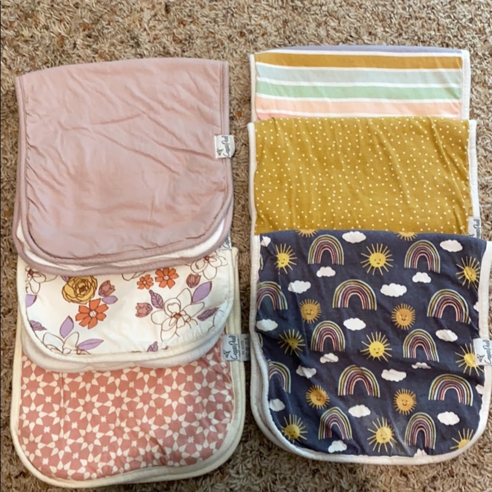 6 copper pearl burp cloths